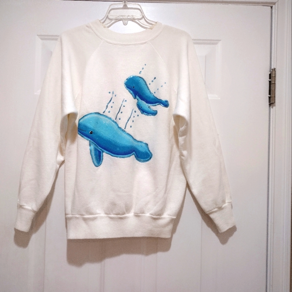 Alison Craig Vintage Made In USA Whale Sweatshirt Women's Size Large